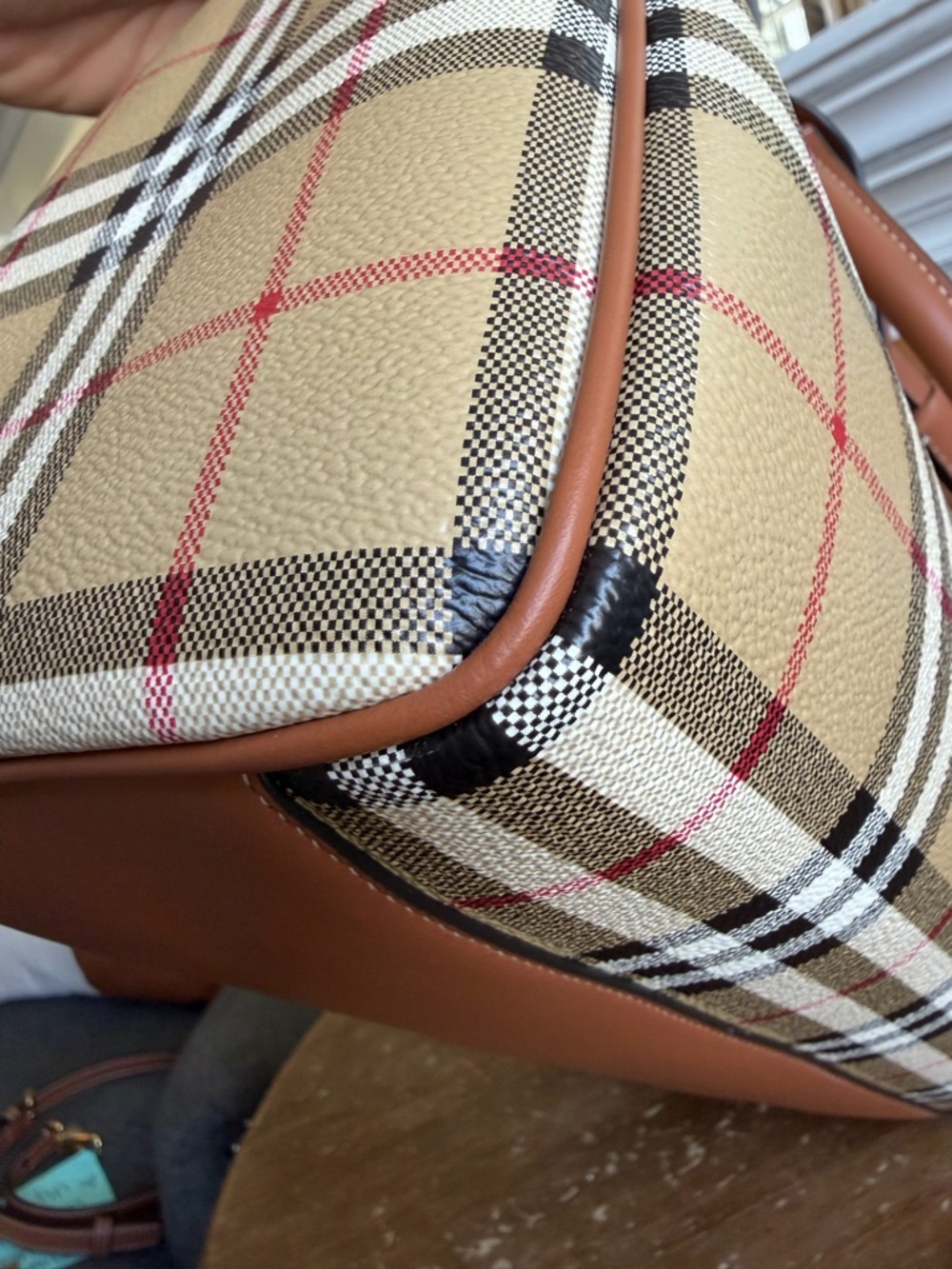 Burberry Medium Check Bowling Bag handle and shoulder carry w/ free purse charm! - Picture 11 of 16